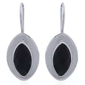 A pair of marquise cut faceted black agate drop earrings
