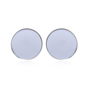A pair of hydro quartz earrings silver & white small semi-sphere studs