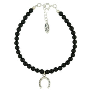 A gemstone bead bracelet sterling silver horseshoe charm