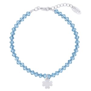 Swarovski Bicone Bracelet With Four-Leaf Silver Clover Charm