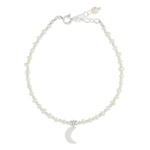 A classy freshwater pearl and a moon charm bracelet