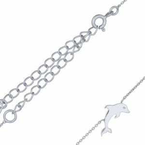 A sterling silver cable chain bracelet with dolphin charm