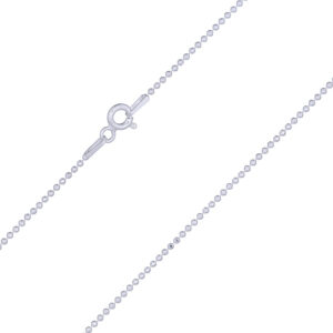 A faceted 1mm silver ball chain