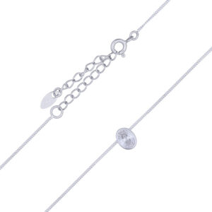 A oval shaped cz charm in sterling silver chain necklace
