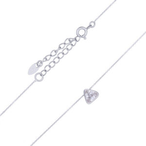 A triangle cz charm in sterling silver chain necklace