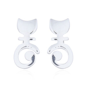 A pair of naughty kitty's tail down 925 silver stud earrings
