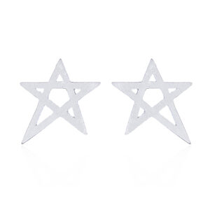 A pair of shinning 925 silver star brushed stud earrings