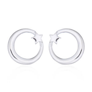 A pair of little star in moon 925 silver stud earrings