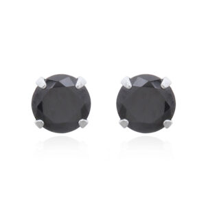 A pair of four mm round black cz stud 925 silver earrings