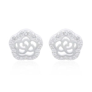 A pair of crystal cz rose 925 silver stud earrings