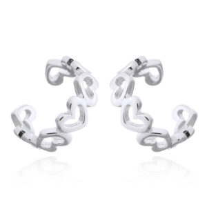 A pair of mini lovely hearts 925 silver cuff earrings