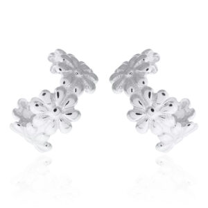 A pair of little daisy flowers 925 silver cuff earrings