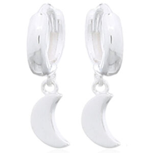 A pair of little moon dangling 925 silver huggie hoop earrings