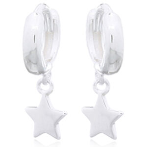 A pair of star 925 silver huggie hoop earrings