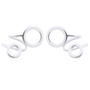 A pair of circles side ear stud 925 silver earrings