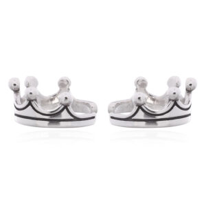 A pair of king crown sterling silver cuff earrings