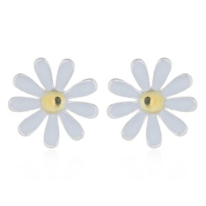 A pair of simply gorgeous flower enamel gold plated 925 silver studs