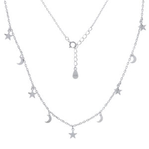 A moons and stars comparing 925 silver chain necklace