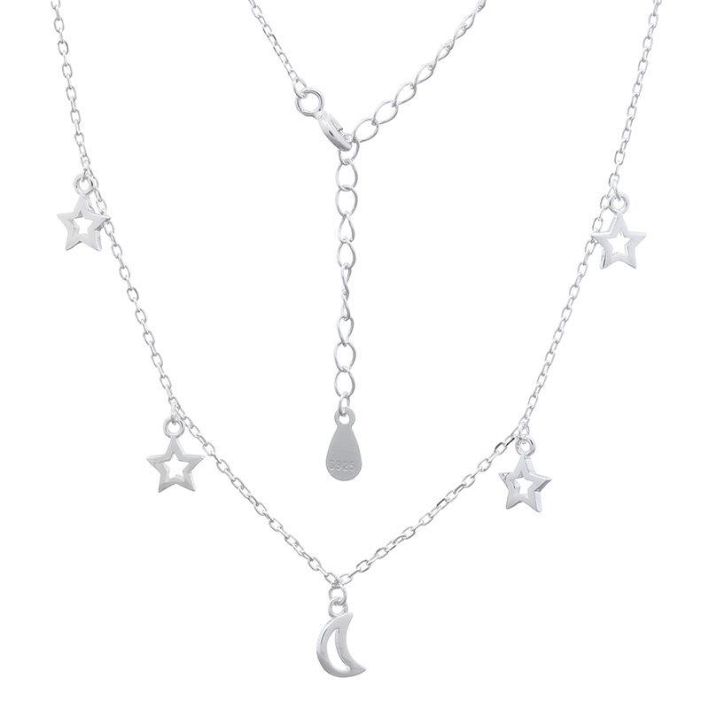 A figured moon and stars 925 silver chain necklace