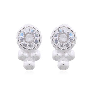 A pair of mini stylish beaded round 925 silver with cz stud earrings