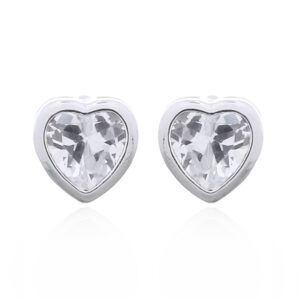 A pair of dainty heart white cz stud earrings 925 silver