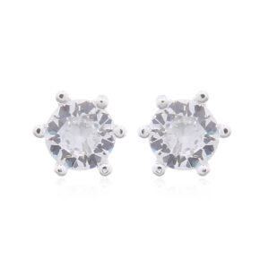 A pair of 925 silver six mm round white cz stud earrings