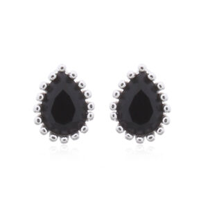 A pair of little teardrop black cz 925 silver stud earrings