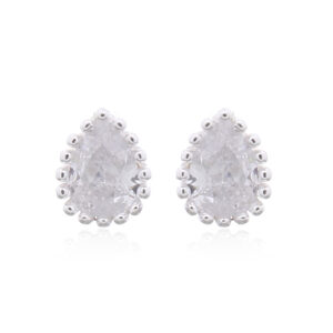 A pair of little teardrop white cz 925 silver stud earrings