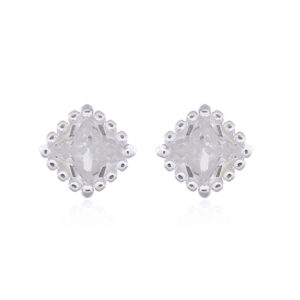 A pair of mini square white cz sterling sliver stud earrings