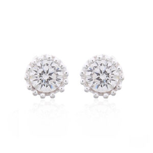 A pair of faceted mini white cubic zirconia 925 stud earrings silver