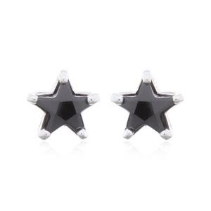 A pair of pave star five mm black cz stud earrings 925 silver
