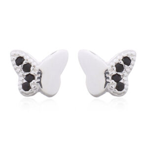 A pair of mini butterfly 925 stud earrings with cubic zirconia black