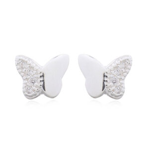 A pair of mini butterfly 925 stud earrings with cubic zirconia white