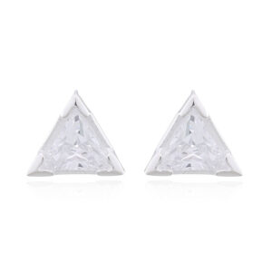 A pair of faceted cz triangle stud earrings 925 silver