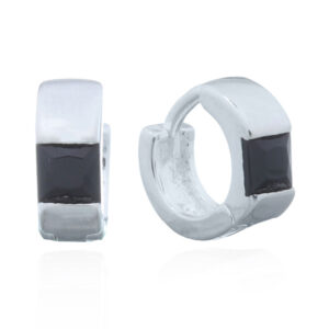 A pair of cz back square huggie hoop earrings in 925 silver