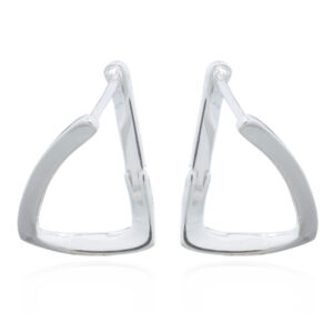 A pair of curly triangle silver clip hoop earrings