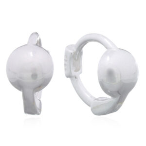 A pair of semi dome in silver huggie hoop earrings