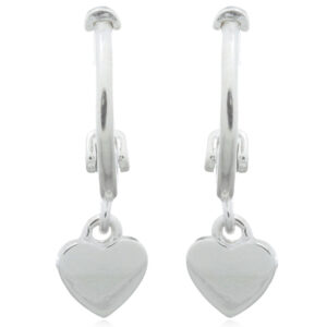 A pair of little heart in 925 silver huggie hoop earrings
