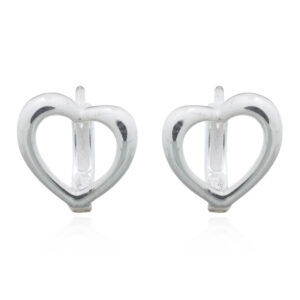 A pair of love heart 925 silver huggie hoop earrings