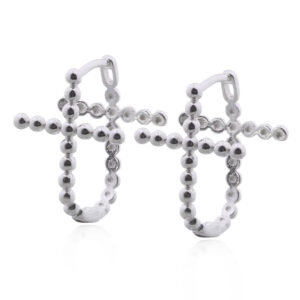 A pair of stylish unique beaded cross hoop earrings 925 silver