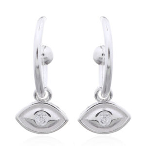 A pair of 925 silver evil eye cz charm drop earrings