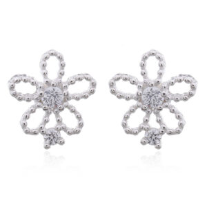 A pair of engaging flower cubic zirconia stud 925 silver earrings