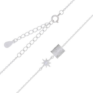 A eight-pointed star and barrel cz 925 silver necklace