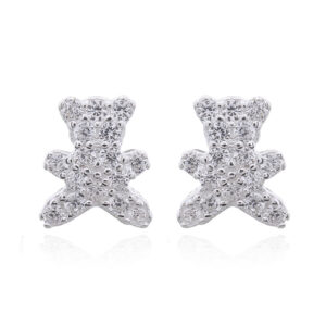 A pair of little shiny bear cz sterling silver stud earrings