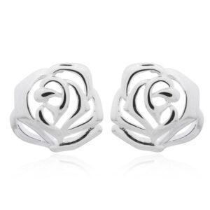 A pair of beautiful figured flower stud 925 silver earrings