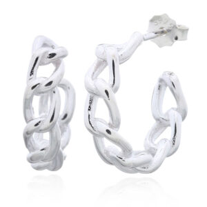 A pair of cable link hoop stud earrings 925 silver