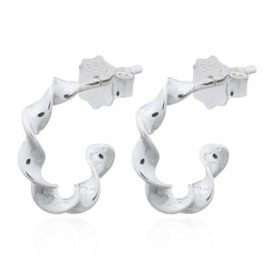 A pair of flat twist wire 925 silver stud earrings