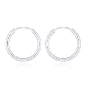 A pair of medium round 925 silver huggie hoop earrings