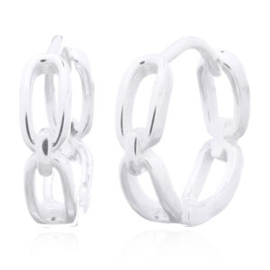 A pair of rectangle chain 925 silver huggie hoop earrings