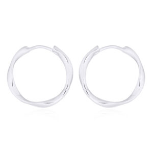 A pair of flat twist 925 silver circle hoop earrings